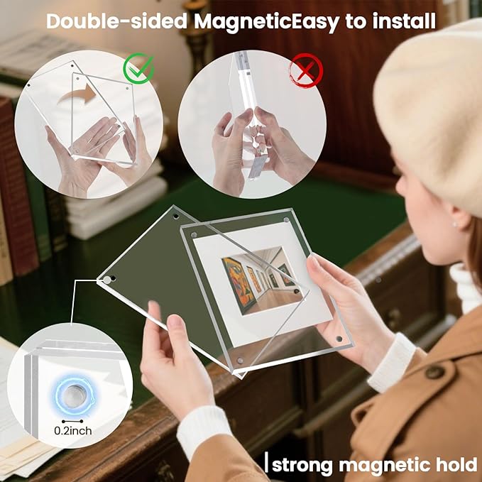 JOHOUSE 5 Pack 5 x 7 Acrylic Picture Frames, Double Sided Magnetic Photo Frames - Image 7