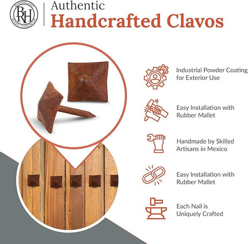 10 Pack 0.75" Square Head Iron Clavos Decorative Nails – Rusted – Handmade - Image 2