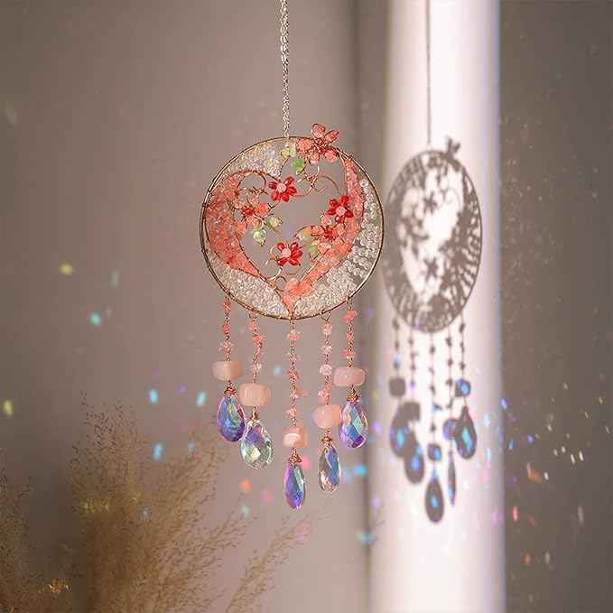 TUOKING Crystal Suncatchers for Window Pink Love Dreamy Crystal Natural Stone by TUOKING