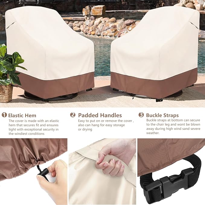 Outdoor Swivel Chair Cover 2 Pack, Outdoor Furniture Patio Chair Covers - Image 4