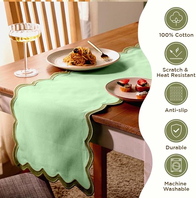 Folkulture Table Runner | Table Runners 90 inches Long | Scallop Table Runner - Image 2