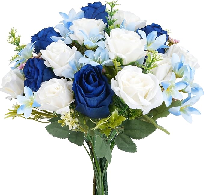 14" Fake Flower Bouquets Artificial Silk Rose Flowers Picks Decorations Faux - Image 4