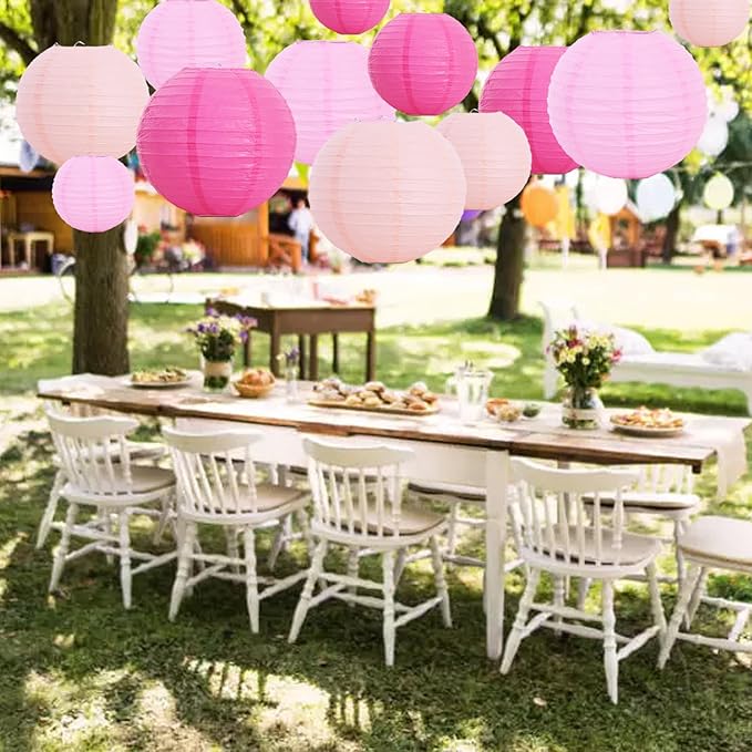 BEISHIDA 12 Pcs Pink Mix Paper Lanterns, Hanging Decorative Chinese Japanese - Image 5