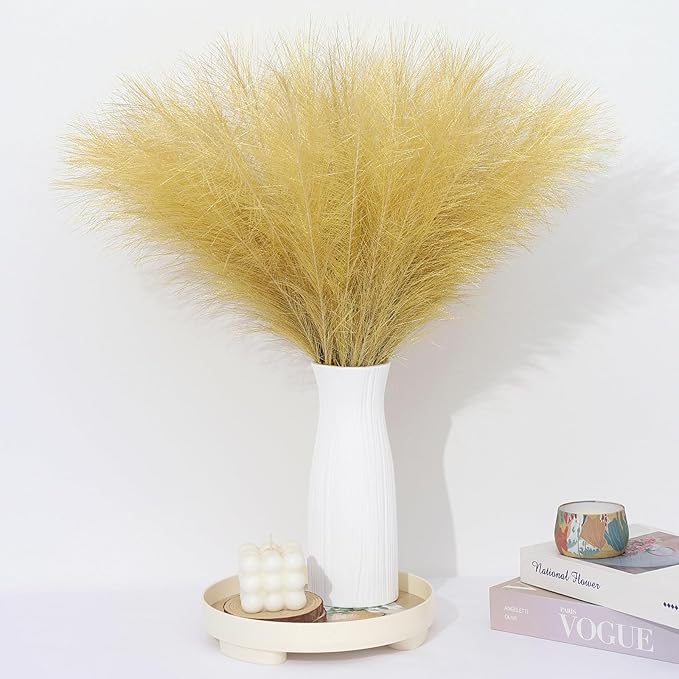 Gold Pampas Grass Decor 30 Pcs 21.7 Inch Faux Pampas Grass Bulk Artificial by Unknown