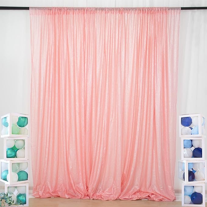 ShinyBeauty 4x7FT Sequin Backdrop Baby Pink| Glitter Fabric - Image 3