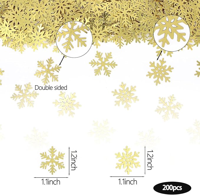 200PC Gold Foil Paper Snowflakes Confetti Christmas Party Table Decorations - Image 2