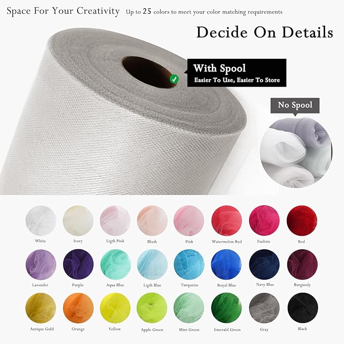 Glacier Gray Tulle Fabric Rolls 54 Inch by 40 Yards Tulle Bolt Spool - Image 3