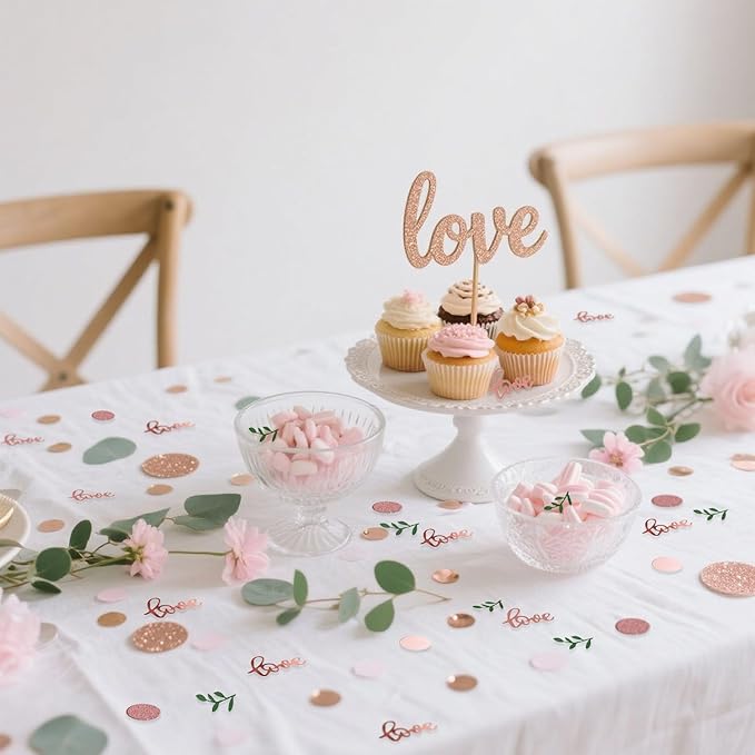 200 Pcs Rose Gold Glitter Wedding Table Confetti, Bridal Shower Decorations - Image 2