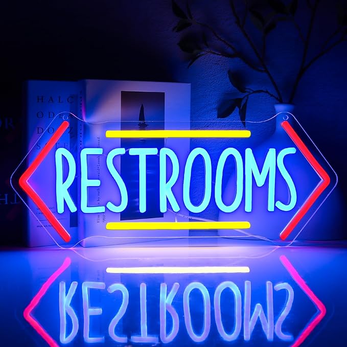 Restroom Neon Sign for Wall Decor, Toilet Led Signs for Bathroom, Unisex by PMCVYH