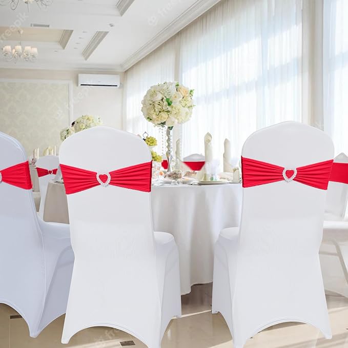 Howhic Pack of 30 Spandex Chair Sashes Bows Stretch Chair Cover Band - Image 6