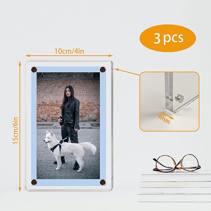 3 Pack acrylic fridge magnetic frame 6X4 Inch refrigerator photo magnet frames - Image 4