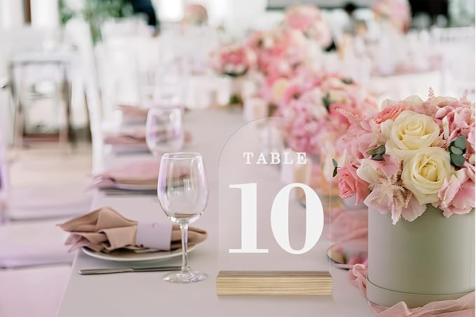 Clear Acrylic Sign with Wooden Stand Table Numbers DIY, 10 Pack Acrylic Sheets - Image 7