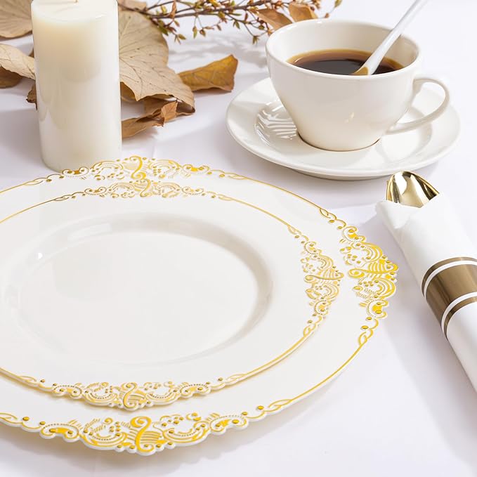 Nervure 350PCS Ivory Plastic Plates - Image 2