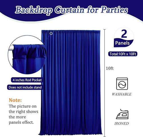 10 x 10 Feet Blue Backdrop Curtain - Image 2