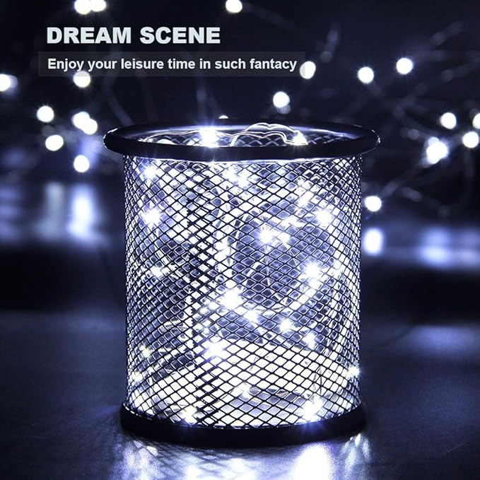 CYLAPEX 12 PCS Fairy Lights Cool White 3.3FT Silvery Copper Wire 20 LED String - Image 4