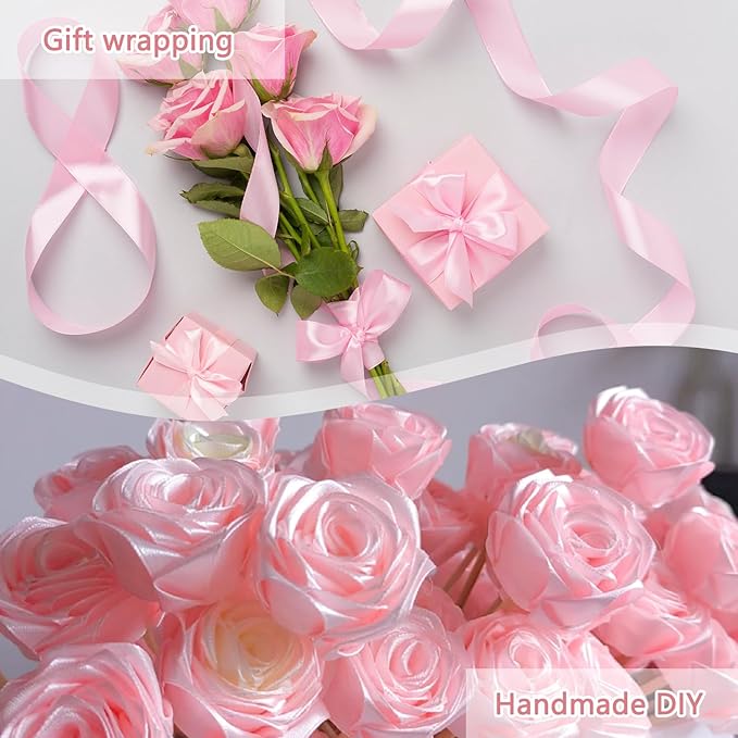 NESCCI 60 Yards Ribbon, 1-1/2 Inch Pink Satin Ribbon, Single Face Satin Ribbons - Image 4