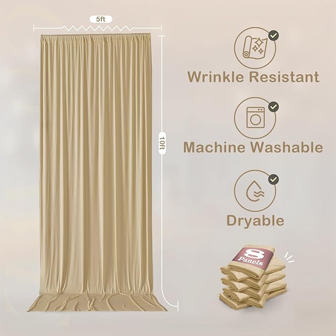 8 Panels Beige Backdrop Curtains - Image 6