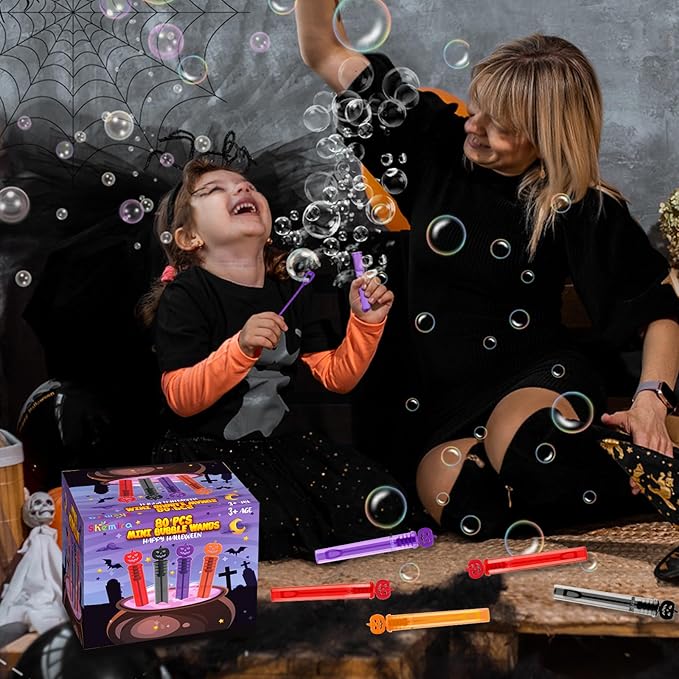 Shemira 80PCS Halloween Bubble Wands, Mini Bubbles Party Favors - Image 7