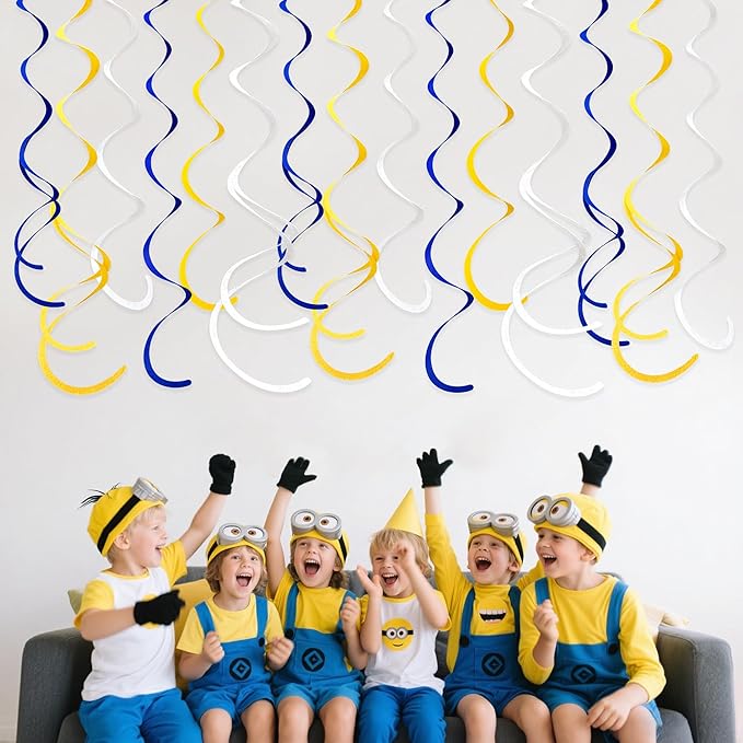 36 Pcs Royal Blue Yellow White Hanging Swirl Decoration Felt Swirl Streamer - Image 6