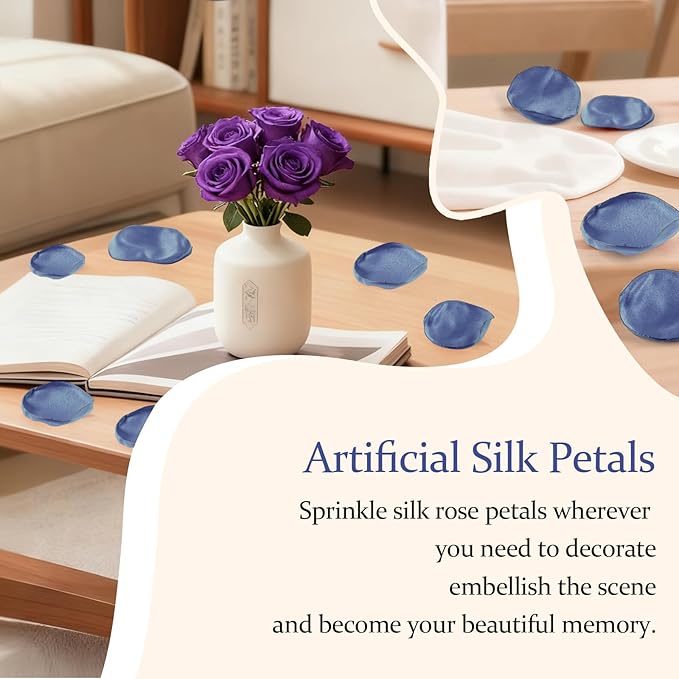 300pcs Dusty Blue Faux Silk Rose Petals - Image 2