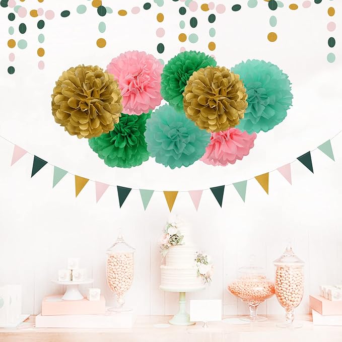 Sage-Green Pink-Gold Baby Bridal-Shower Decorations - Image 5