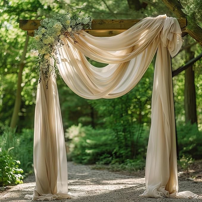 Wokceer Wedding Arch Draping Fabric 2 Panels 28.7" x 20FT Champagne Drapes - Image 7