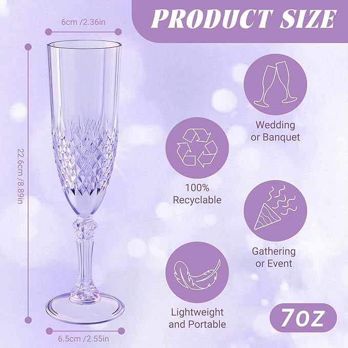Plastic Champagne Flutes, for Weddings Bachelor Parties Toasting and Events - Image 2
