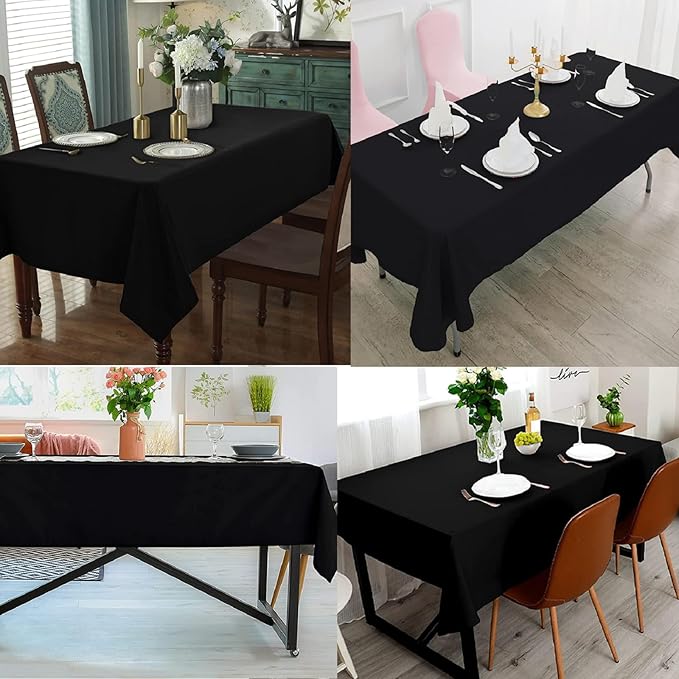 6 Pack Black Rectangle Tablecloths, 60 x 102 Inch, Stain & Wrinkle Resistant - Image 6