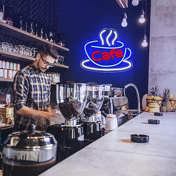 Cafe Neon Sign for Coffee Bar Pub Decor, Led Light of Cafe, USB Power Supply - Image 7