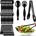 30 Pcs Disposable Black Plastic Serving Utensils, 10 Set Including 9" Plastic by ALEXPRE