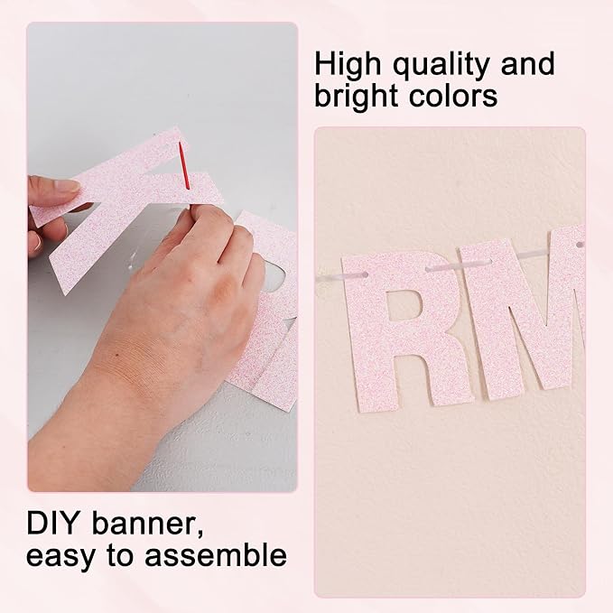 BEISHIDA 116 PCS Glitter Color Pink DIY Letter Banner Kit Make Your Own - Image 2