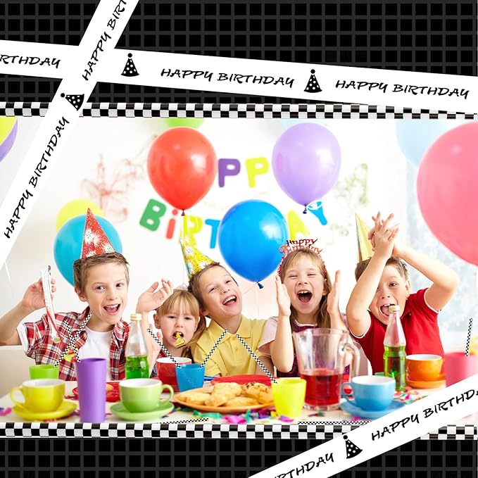 Domensi 50 Pcs Black and White Checkered Racing Straws Plastic Disposable - Image 4