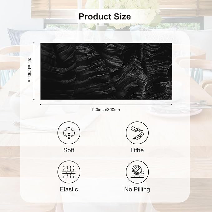 6 Pack Black Cheesecloth Table Runner 35x120 Inch 10Ft Rustic Gauze Cheese - Image 4