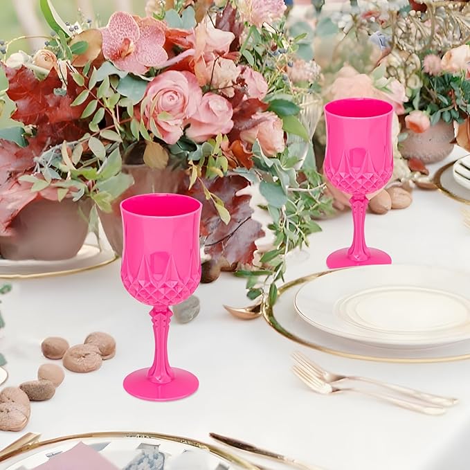 Plastic Vintage Wine Glasses 7OZ Plastic Goblets Vintage Drinking Glasses 24PCS - Image 7