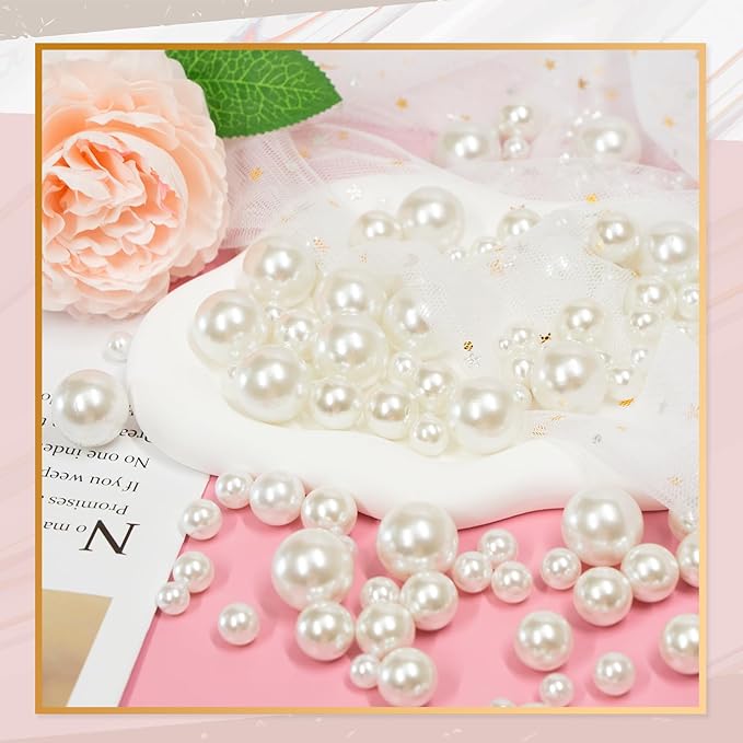 300Pcs Vase Filler Ivory No Hole Faux Pearl Beads - Image 3
