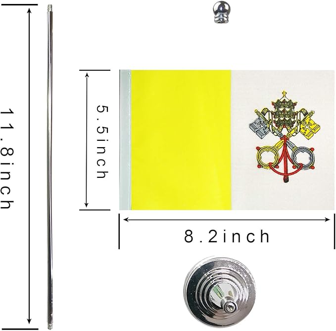 GentleGirl.USA Vatican Table Flag, Stick Small Mini Vatican Flag Office Table - Image 2