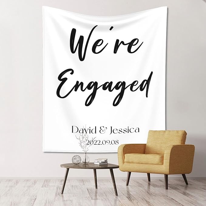 We're Engaged Backdrop, Custom Tapestry - Image 4