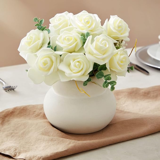 Juvale Centerpiece Table Decorations Ivory Artificial Roses - Image 5
