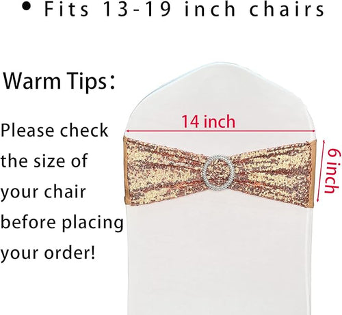 10 Pcs Sequin Chair Sashes Stretch Chair Bands Spandex Polyester Bows - Image 2
