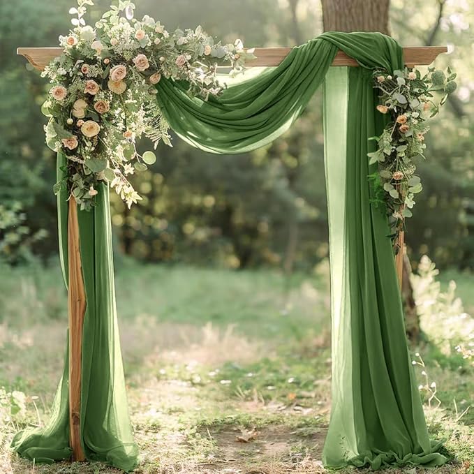 Olive Green Fall Elegant Arch Draping Fabric Outdoor 1 Panel 29" × 20Ft Sheer - Image 5