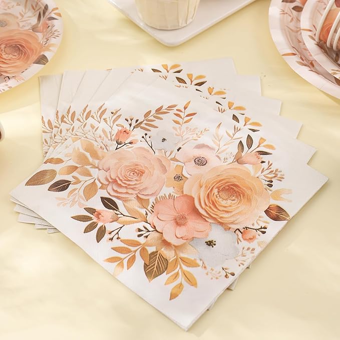 175PCS Floral Plates and Napkins Sets, Floral Party Supplies Plates, Napkins - Image 9