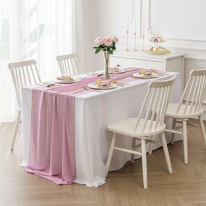 1Pack 9ft Chiffon Table Runner 14x108 Inch Sheer Romantic Table Runner - Image 7