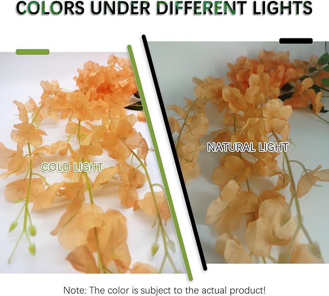 12 Pack Orange Wisteria Hanging Flowers Garland, 3.77 Feet Artificial Flower - Image 2