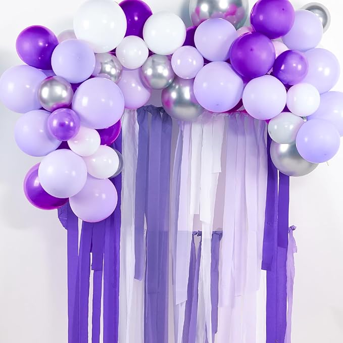 PartyWoo Purple and Gold Crepe Paper Streamers 4pcs 328ft Pack of Metallic Gold - Image 2