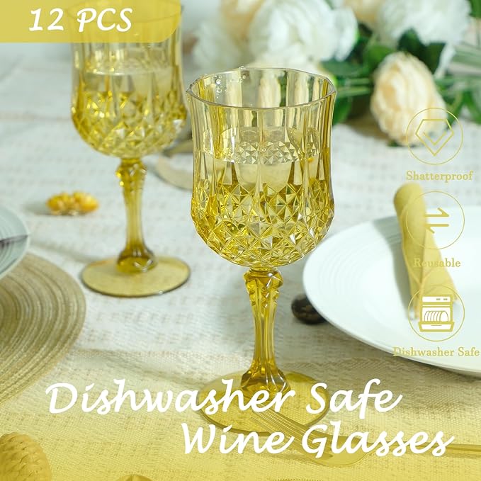 Plastic Wine Glasses，Plastic Goblets Vintage Style Cordial Drinking Glasses - Image 3