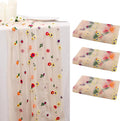 BINBE 3pcs Champagne Daisy Fall Table Runner Embroidery Gauze 10FT Florals by BINBE
