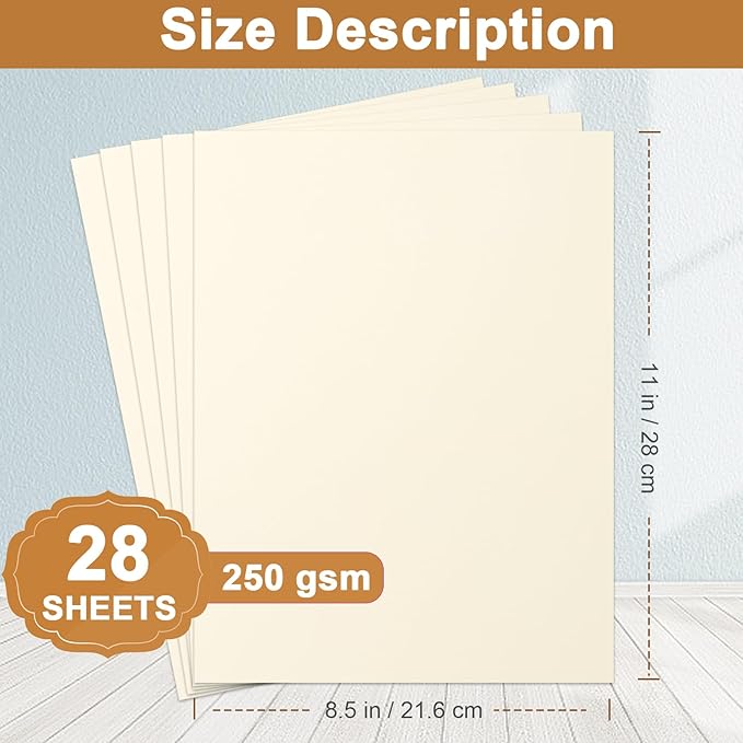 28 Sheets Cream Cardstock 8.5 x 11 Ivory Paper, 250gsm/92lb Off White Card - Image 2