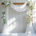 Wedding Arch Draping Fabric, 1 Panel 28" x 19Ft White Drapes Sheer Backdrop by Partisky