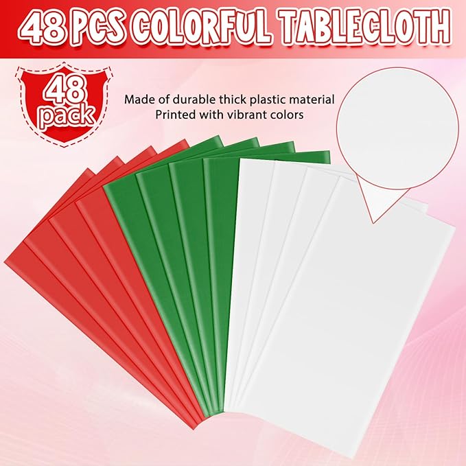 MASHAN 48 Pack Christmas Tablecloth Bulk, Rectangle Italian Theme Table Covers - Image 4