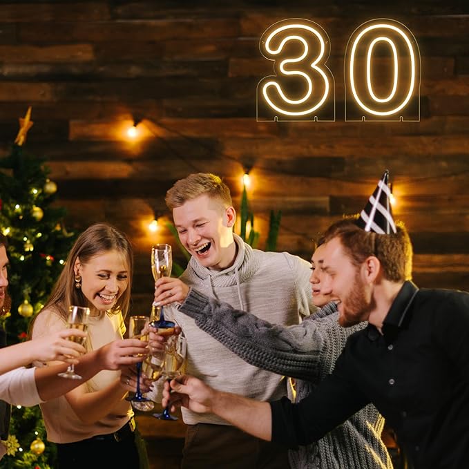 Number 3 LED Neon Sign Backdrop Birthday Party Decoration, 11.3" Height Warm - Image 7